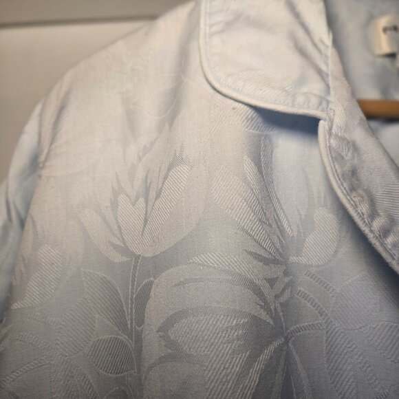 Miss Elaine Classics 2-Piece Pajama Set XL Blue Floral Jacquard Embroidered Pock - Picture 9 of 11